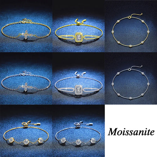 925 Silver Moissanite Women's Bracelet Suitable for Office Party Date Vacation Tea Party Christmas
