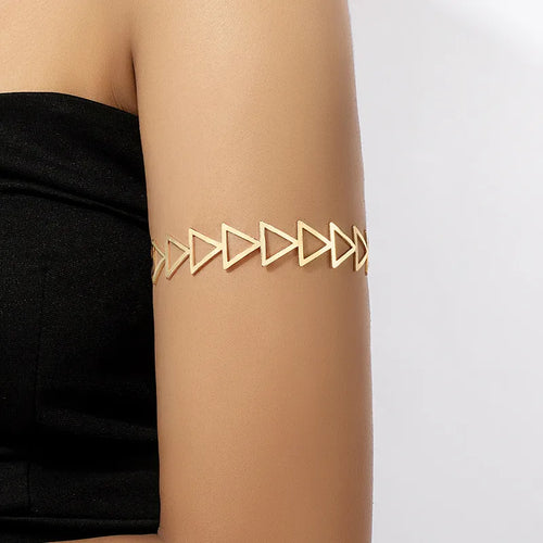 punk simple style triangle alloy plating hollow out gold plated women's arm bracelet
