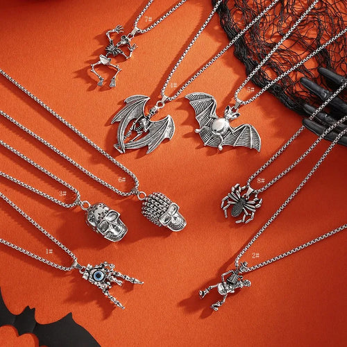Gothic Men's Halloween Pattern Pendant in Zinc Alloy with Electroplated Gold Plating Process