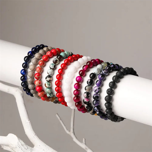 simple style streetwear geometric turquoise howlite tiger eye beaded unisex bracelets