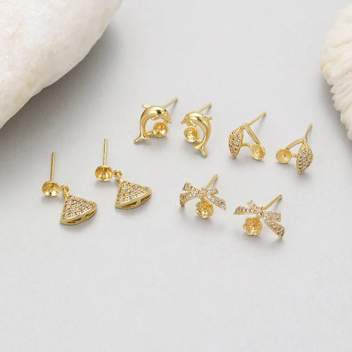 Bow Tie Stud Earrings for Women with 925 Sterling Silver Posts, Copper Base, Electroplated Gold Plating and Rhinestone Inlay