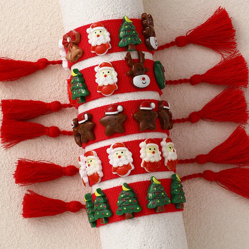 Christmas Tree Hand Woven Bracelet Women's Style Simple Design Deer Gift Fashionable Unique Christmas Headband Handmade Rope