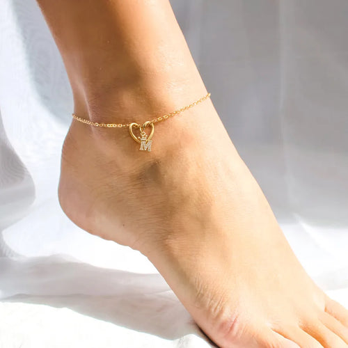 Wholesale Jewelry Elegant Simple Style Classic Style Letter Heart Shape Crown 201 Stainless Steel 304 Stainless Steel Copper Zircon Inlay Anklet