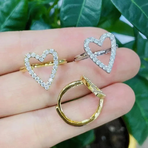 Heart Metal Plating Zircon Unisex Diamond Ring