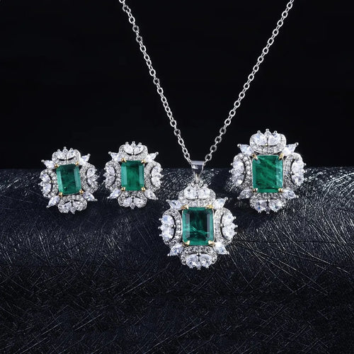 Copper Diamond Geometric Artificial Gemstones Crystal Jewelry Sets