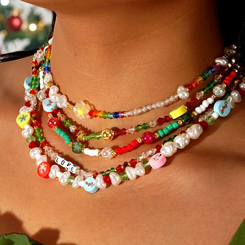 Round Seed Bead Necklace with Beaded Rope Chain for Women Featuring Elegant Beading Craft