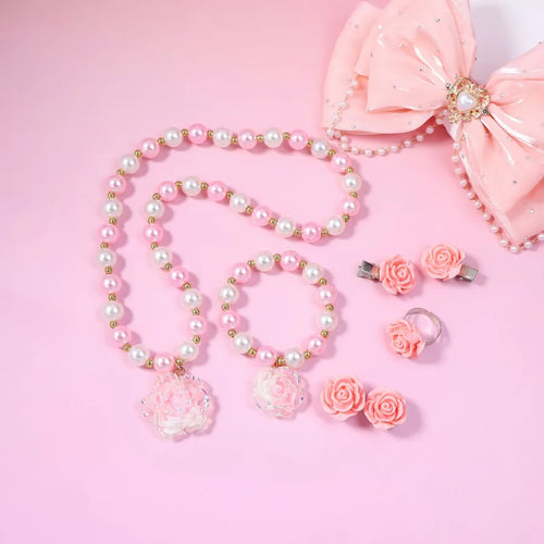 Red Imitation Pearl Bow Tie For Necklace, 1 Set