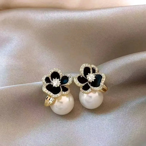 1 Pair IG Style Elegant Pearl Flower Alloy Ear Studs