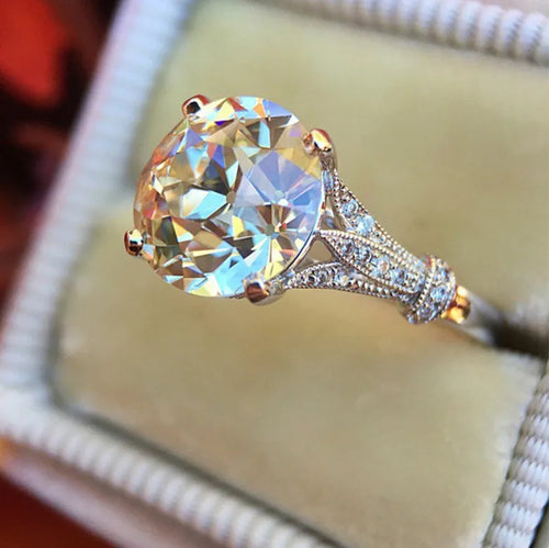 fashion inlaid round diamond geometric alloy ring wholesale
