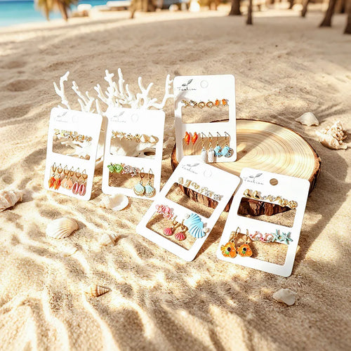 Ocean Marine Style Earrings in Zinc Alloy with Glass Inlay, Waterproof Non Tarnish, 0.03µm Coating Thickness, Unisex