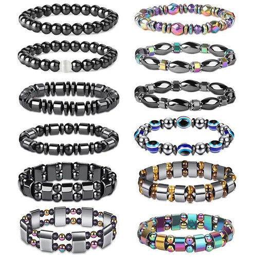 Hip-Hop Geometric Color Block Hematite Wholesale Bracelets