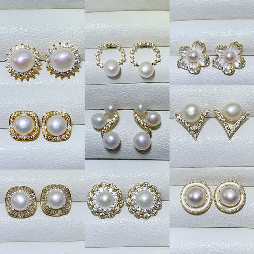 Natural Freshwater Pearl Earrings 925 Sterling Silver Needle Customizable Vintage Style Women's Fashion Jewelry Accessories