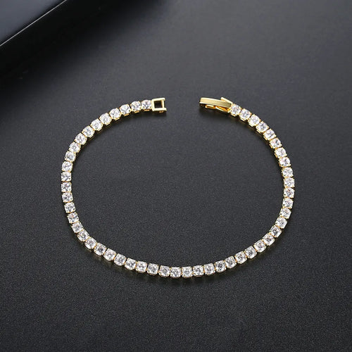Shiny Geometric Brass Zircon Tennis Chain Bracelets In Bulk