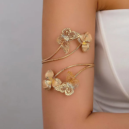 Elegant Gold Electroplated Iron Flowers Bangle for Women Featuring Delicate Floral Design