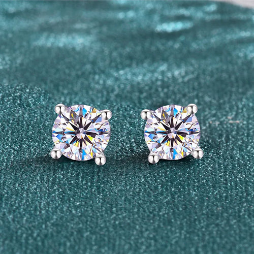 Quadrilateral Stud Earrings For Women Featuring Moissanite Inlay In 925 Sterling Silver