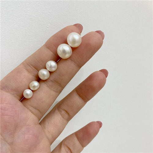 1 pair retro solid color plating freshwater pearl ear studs