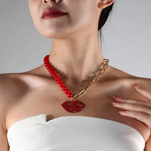 Retro Simple Style Korean Style Lips Plastic Wholesale Necklace