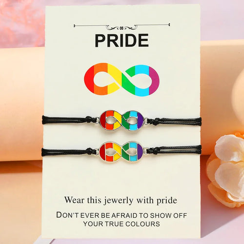 Handcrafted Colorful Eight Character Oil Drip Handwoven Bracelets Set With Elegant Card Perfect Pride Month Gifts For Friends
