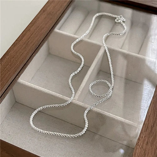 Shansha Italian Niche S925 Silver Sparkling Glowing Clavicle Chain Necklace Women Factory Simple Style Electroplated Jewelry