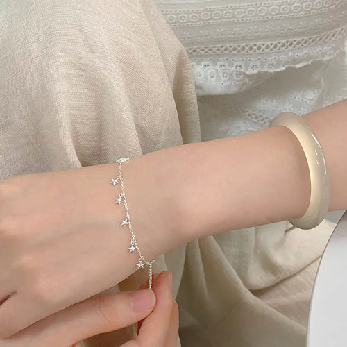 S925 Sterling Silver Starry Sky Bracelet Versatile Elegant Cute Fresh High-End Daily Bracelet For Women