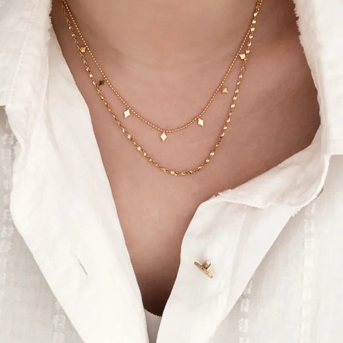 Wholesale Jewelry Fashion Rhombus 304 Stainless Steel 18K Gold Plated Necklace