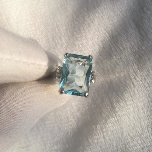 elegant lady square alloy inlay artificial gemstones women's rings