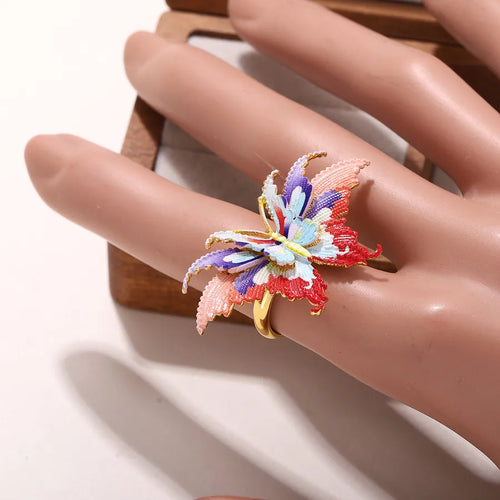 Wholesale Jewelry Casual Vacation Sweet Butterfly Copper 18K Gold Plated Rings