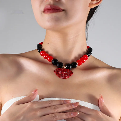 Retro Simple Style Korean Style Lips Plastic Wholesale Necklace