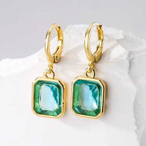 1 pair fashion geometric plating copper zircon 18k gold plated earrings