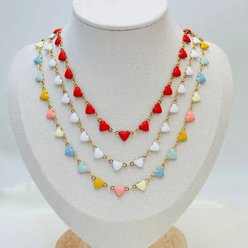 Wholesale Jewelry Elegant Heart Shape 304 Stainless Steel Enamel Necklace None