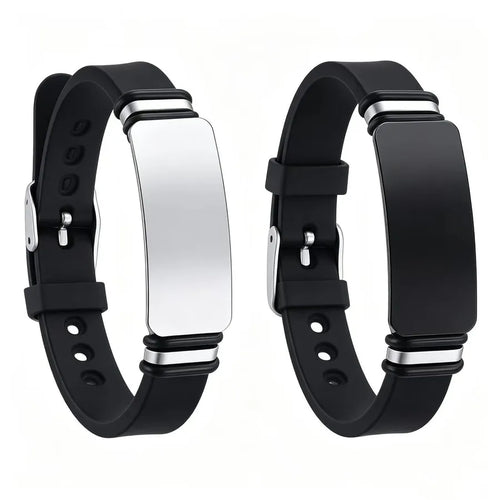 Handmade Men's Silica Gel Wristband in Steel Color with Customization Laser Engraving