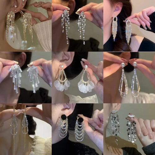 S925 Silver Needle Light Luxury Tassel Earrings Banquet Style High-end Long Earrings Casual Holiday Style Elegant Earrings for Women
