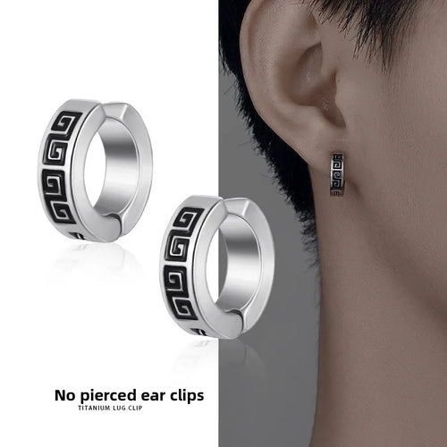 Black Titanium Steel Ear Cuff No Piercing Required Men's Fashion Minimalist Ear Jewelry U-Shaped Design Unisex Polished Finish