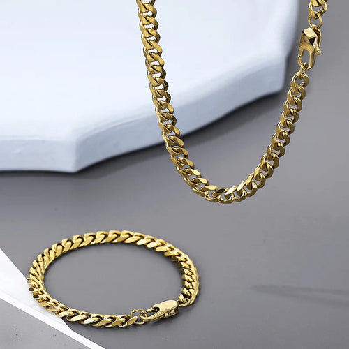 Stainless Steel Titanium Steel 18K Gold Plated Hip-Hop Solid Color Bracelets Necklace