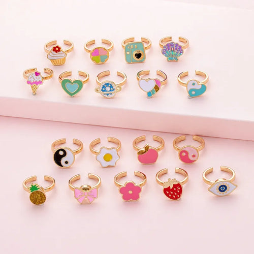 Funny Cartoon Flower Animal Insect Rotating Ring Girl Hand Jewelry Gift Alloy Jewelry Casual Children Party