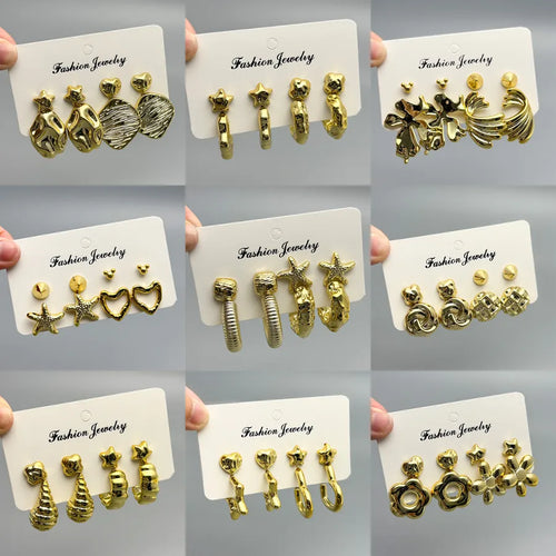 Exaggerated Irregular Stud Earrings for Women, Electroplated Gold Plating with Durable Plastic Material