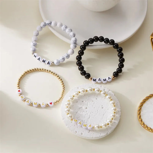 Elegant Simple Style Letter Plastic natural stone Beaded Bracelets Wholesale