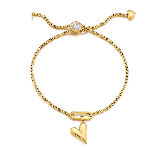 Fashion Heart Titanium Steel 18K Gold Plated Bracelets In Bulk