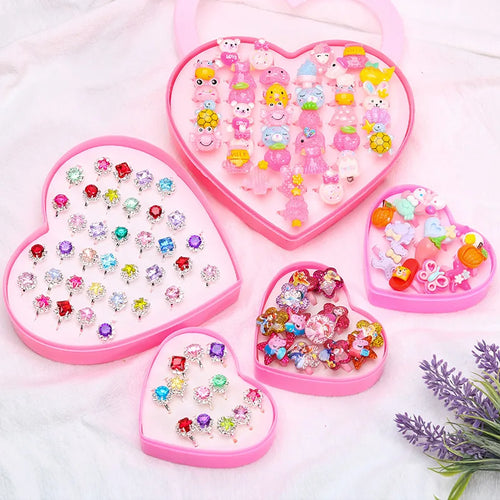 Children's Ring Princess Cute Little Girl Simulated Diamond Frozen Princess Cartoon Gemstone Toddler Girls Kindergarten Gift
