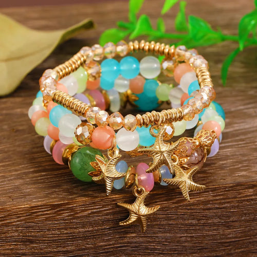 Artificial Crystal Beaded Starfish Bracelets