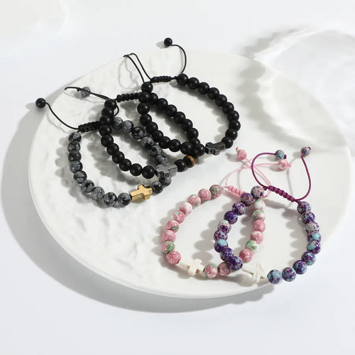 New Easter Cross Woven Bracelet Student Holiday Gift Beaded Bracelet for Men and Women