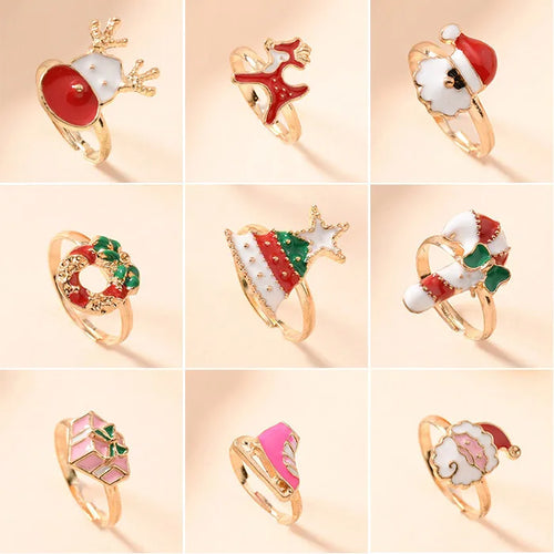 Cartoon Style Zinc Alloy Open Ring Simple Cute Finger Tip Feature Christmas Series Bulk Sell Children's Jewelry Accessories