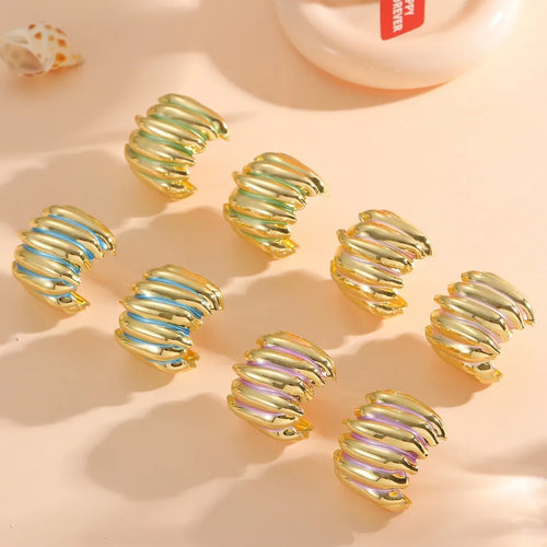 Simple Style Folds Earrings for Women in Iron with Electroplated Finish and 925 Sterling Silver Ear Pins