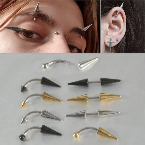 1 Piece Eyebrow Studs Casual Exaggerated Simple Style Solid Color 304 Stainless Steel Plating 18K Gold Plated