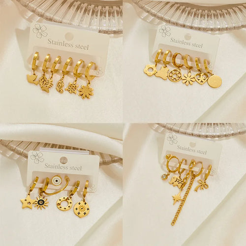1 Set Vintage Style Classic Style Animal Star Heart Shape Plating Titanium Steel Drop Earrings
