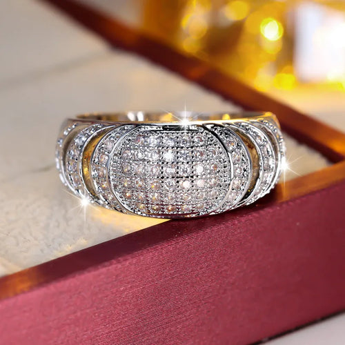 Geometric Brass Ring for Women with 18K Real Gold Plating and Zircon Inlay in Gold