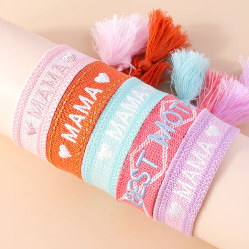 MAMA Modern Style Letter Polyester Woven Chain String Bracelets Wholesale