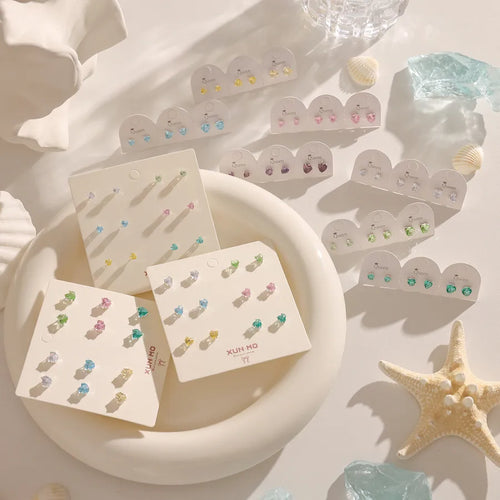 Hot Selling Silver Needle Zircon Super Flash Love Heart Stud Earrings Simple Inlaid Ear Bone Stud Ear-Caring No Need to Take off Earrings Wholesale
