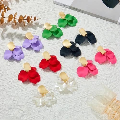 1 pair fashion petal plating alloy drop earrings