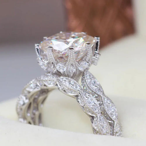 fashion diamond round inlaid zircon alloy double layer ring wholesale